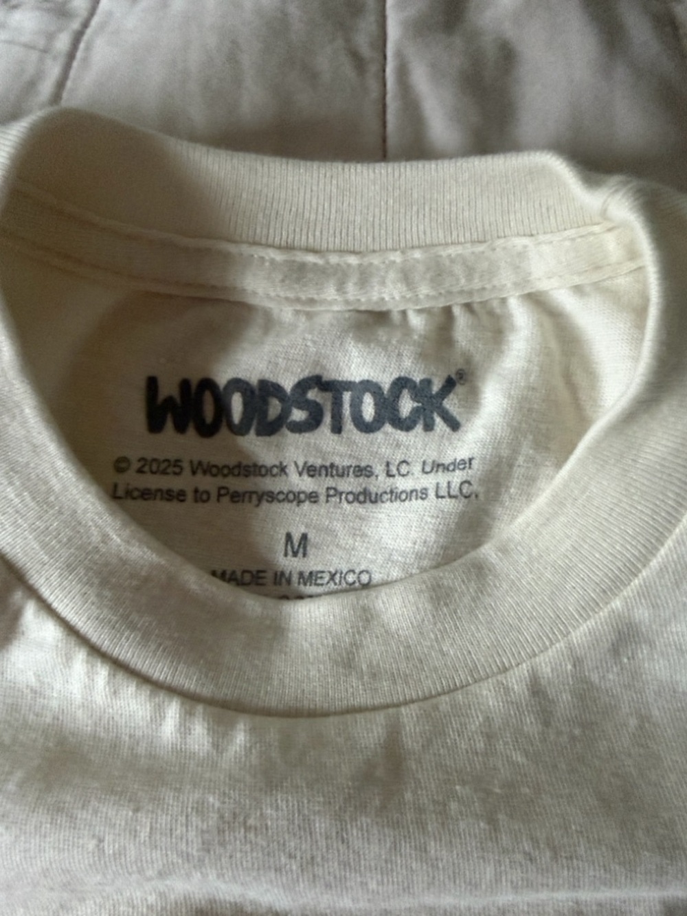 Woodstock Short Sleeve Tee in Cream with Rainbow Graphic - Picture 2 of 2